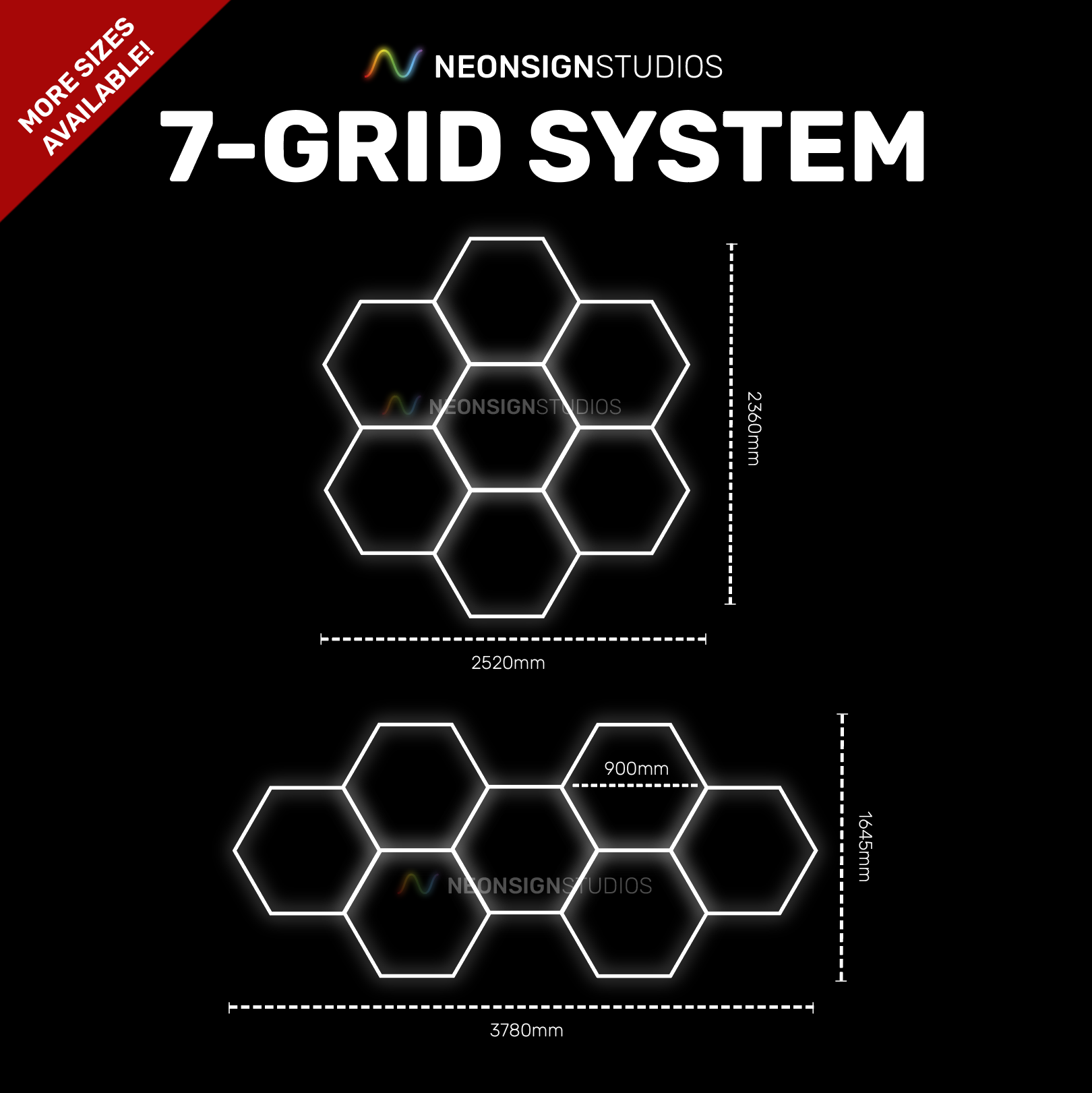 Shop Hexagon Lighting | 7 Grid Lighting System Online – Neon Sign Studios